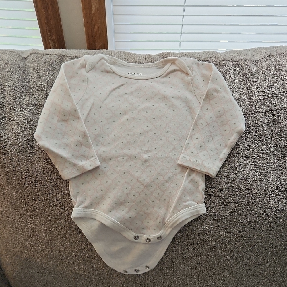 chic Cream Long Sleeve Baby Onesie
